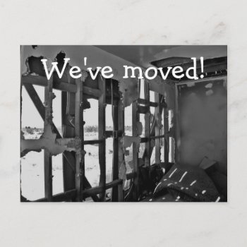 We've Moved! Destroyed House Post Card by TheHopefulRomantic at Zazzle