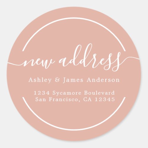 Weve Moved Dusty Pink New Address Classic Round Sticker