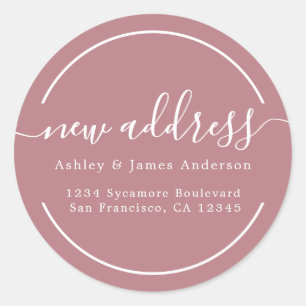 We've Moved Dusty Rose New Address Classic Round Sticker