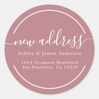 We've Moved Dusty Rose New Address Classic Round Sticker