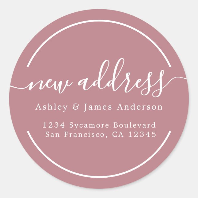 We've Moved Dusty Rose New Address Classic Round Sticker (Front)