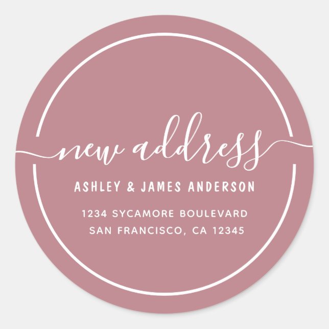We've Moved Dusty Rose Purple New Address label (Front)