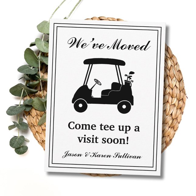 We've Moved Elegant Golf Cart Silhouette New Home Postcard (Creator Uploaded)