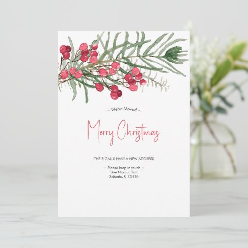 Weve Moved Elegant Watercolor Christmas Card