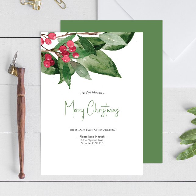 We've Moved Elegant Watercolor Christmas Holiday C (Creator Uploaded)
