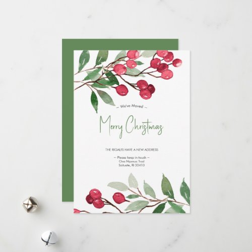 Weve Moved Elegant Watercolor Christmas Holiday Card