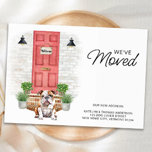 We've Moved English Bulldog Red Door Dog Moving Announcement