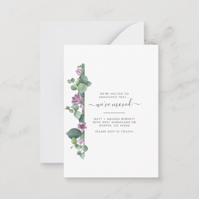 We've Moved Eucalyptus Botanical Moving Note Card (Front)