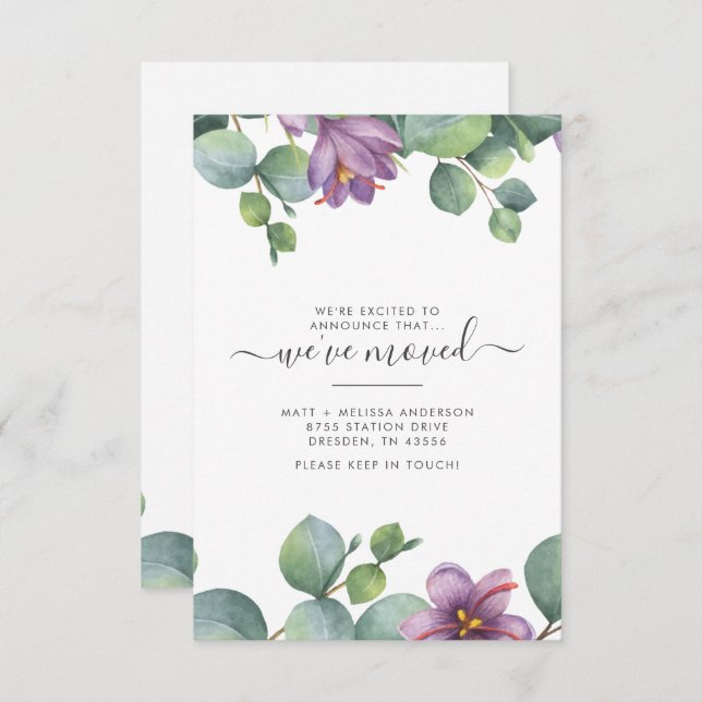 We've Moved Eucalyptus Floral Moving Announcement (Front/Back)
