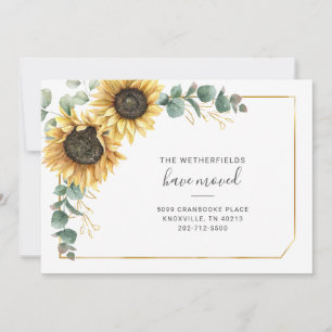 We've Moved Eucalyptus Greenery Sunflower Moving Announcement