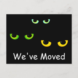 We've Moved Eyes of Three Cats Announcement Postcard