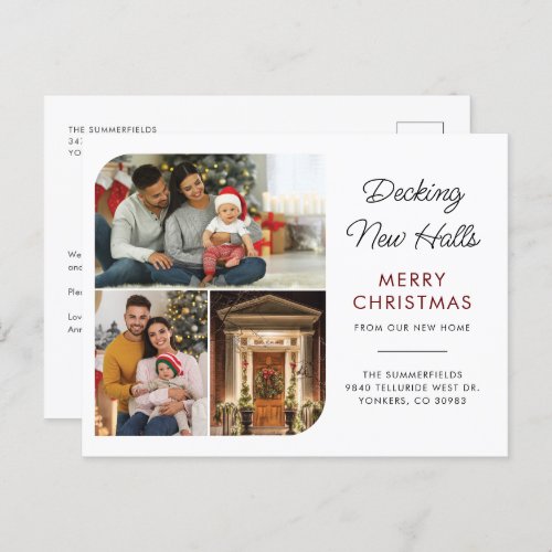 Weve Moved Family Photo Collage Christmas Moving Holiday Postcard