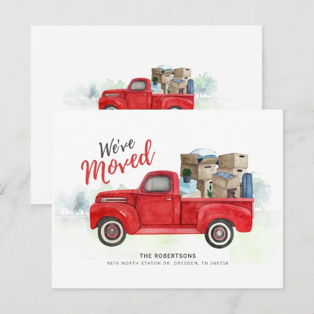 Weve Moved Family Watercolor Moving Announcement (Front/Back)