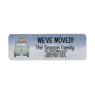 We've Moved Fiat 500 Christmas Lights Label