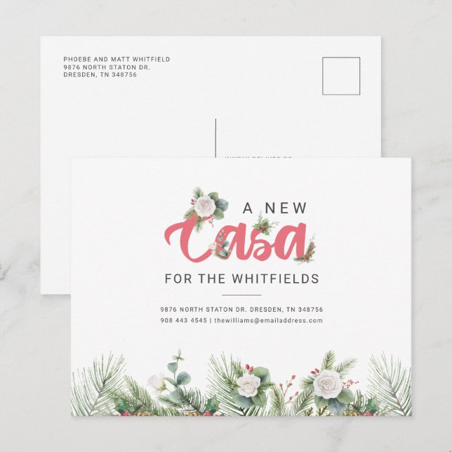 We've Moved Floral Berry Moving Address Announcement Postcard (Front/Back)