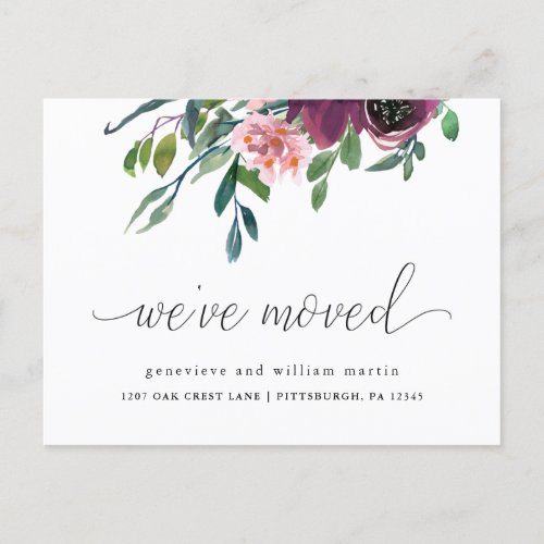 Weve Moved Floral Change of Address Announcement Postcard