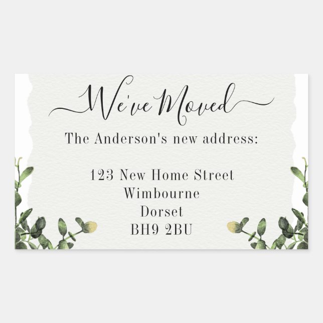 We've Moved Floral Change of Address Label (Front)