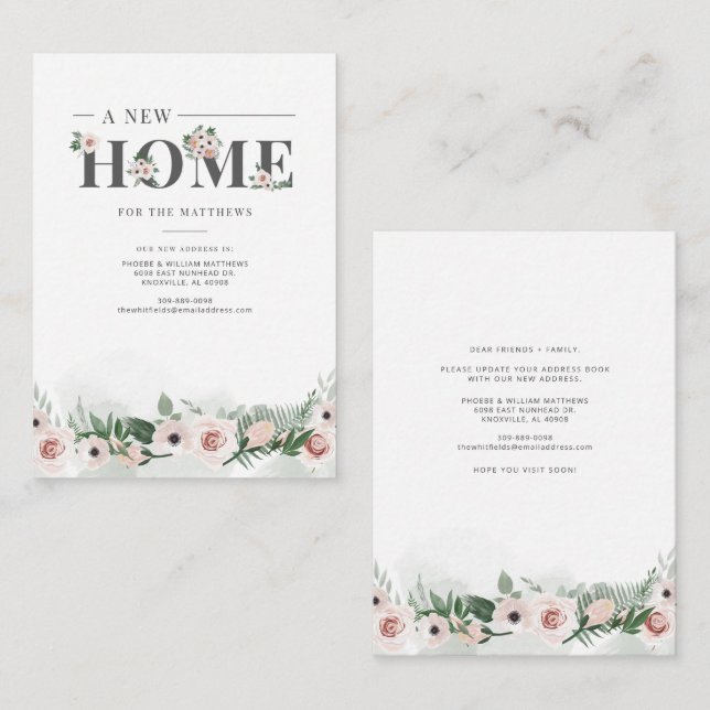 We've Moved Floral Change of Address Moving Note Card (Front/Back)