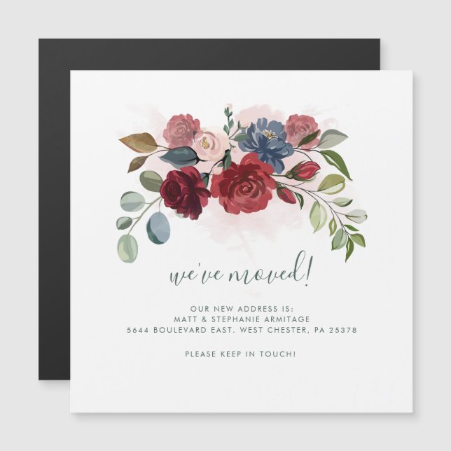 We've Moved Floral Dusty Blue Flowers Moving (Front/Back)