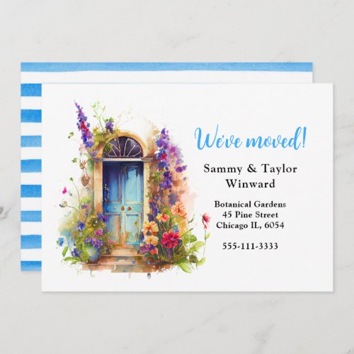 Weve Moved Floral Flowers Blue Door Announcement