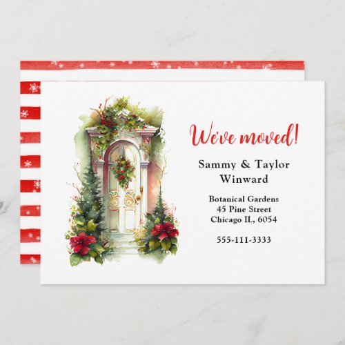 Weve Moved Floral Holiday Christmas Door Announcement