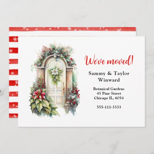 Weve Moved Floral Holiday Christmas Door Announcement