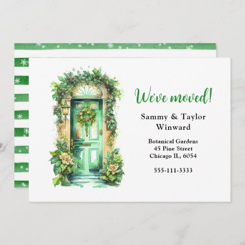 Weve Moved Floral Holiday Christmas Green Door Announcement