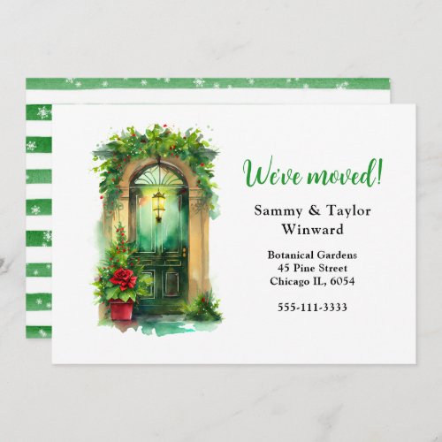 Weve Moved Floral Holiday Christmas Green Door Announcement