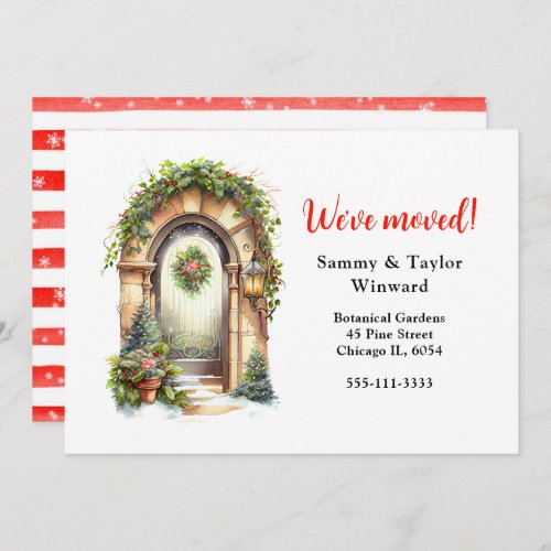 Weve Moved Floral Holiday Christmas Red Door Announcement
