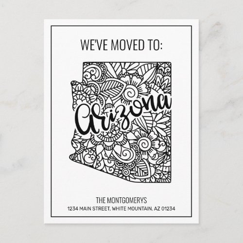 Weve Moved Floral Mandala Arizona State New Home Announcement Postcard