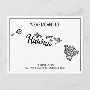 We've Moved Floral Mandala Hawaii State Announcement Postcard