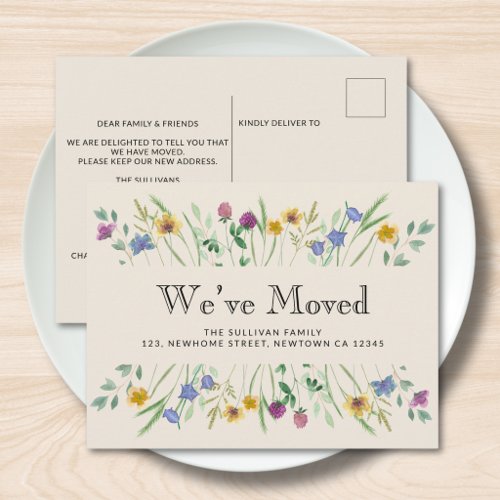 We've Moved Floral Moving Announcement Postcard
