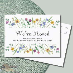 We've Moved Floral Moving Announcement Postcard