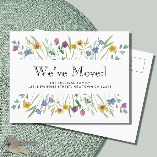 Weve Moved Floral Moving Announcement Postcard