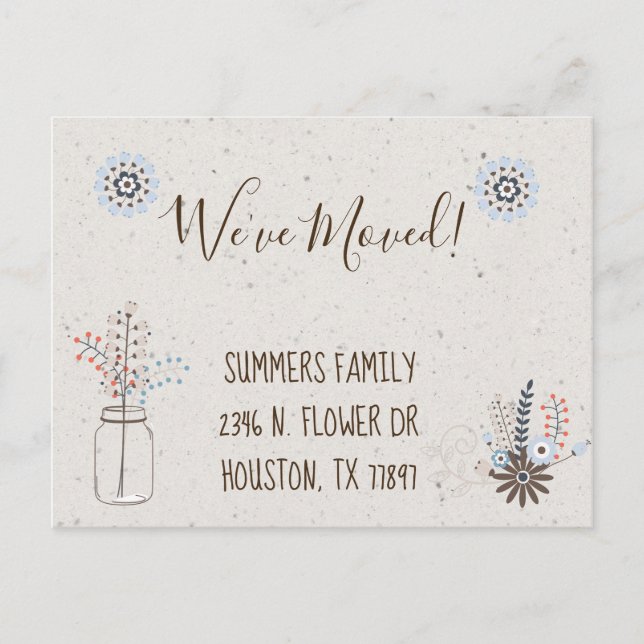 We've Moved Floral New Address Announcement Modern (Front)