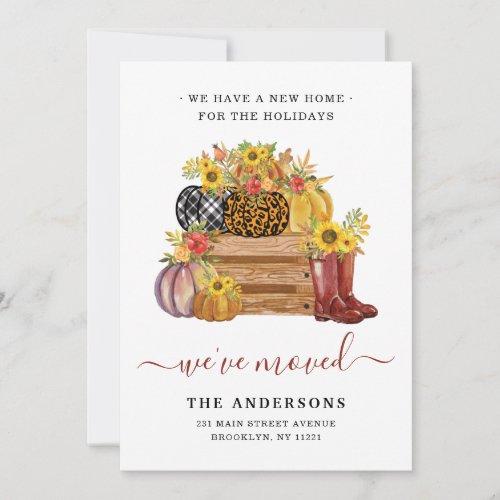 Weve Moved Floral Pumpkins Sunflower Fall Moving Announcement