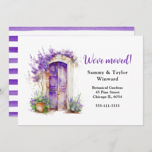 Weve Moved Floral Purple Lavender Door Announcement