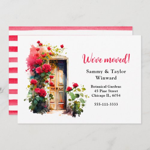Weve Moved Floral Red Roses Door Announcement