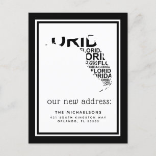 We've Moved Florida Typography Holiday Postcard