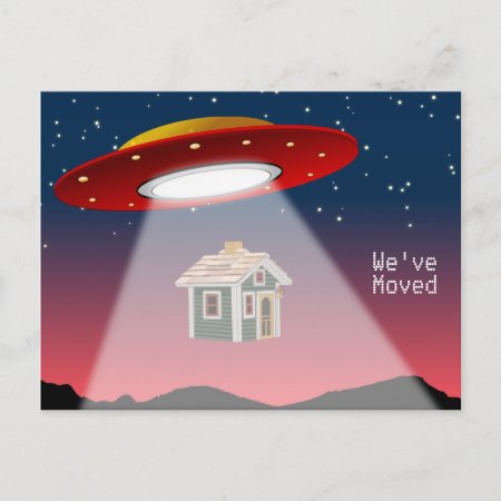 We've Moved Flying Saucer New Address Announcement Postcard