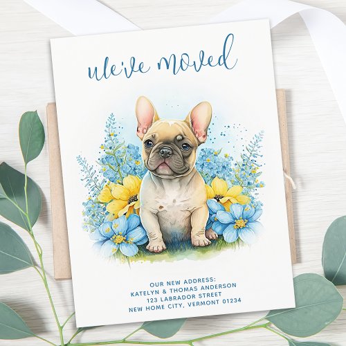 Weve Moved French Bulldog Puppy Dog Moving Announcement Postcard