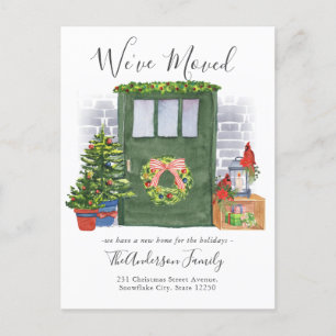 We've Moved Front Door Christmas Holiday Moving Announcement Postcard