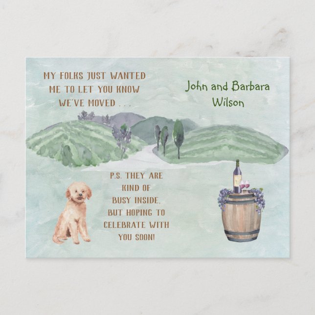 WE'VE MOVED FUN FAMILY DOG ANNOUNCES MOVE ANNOUNCEMENT POSTCARD (Front)