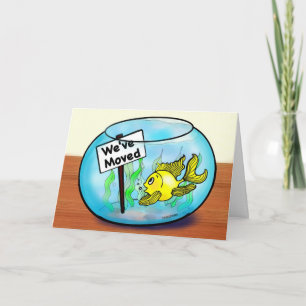 We've Moved funny cute goldfish fish tank cartoon Announcement