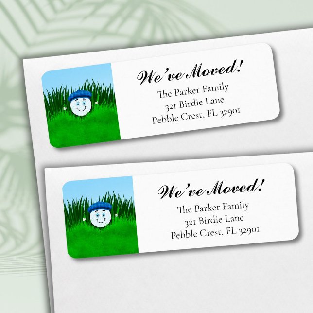 We've Moved Funny Golf Ball in Rough Personalized Label (Creator Uploaded)