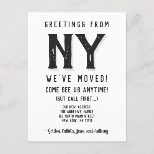 We've Moved Funny Sassy Black Simple New Address Announcement Postcard