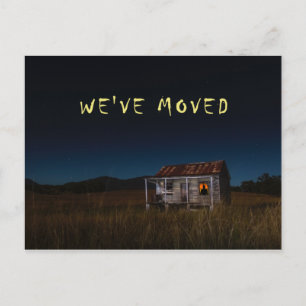 We've Moved Funny Spooky House at Night Postcard