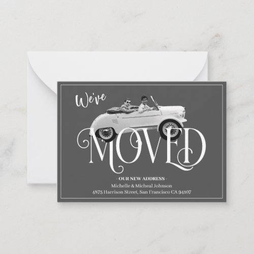 Weve Moved Funny Vintage Car Announcement Card