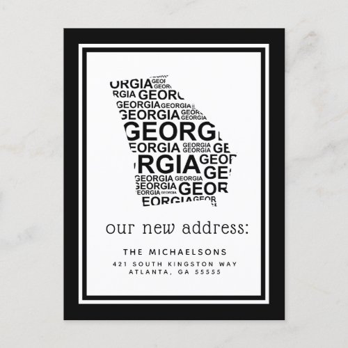 Weve Moved  Georgia Typography Holiday Postcard