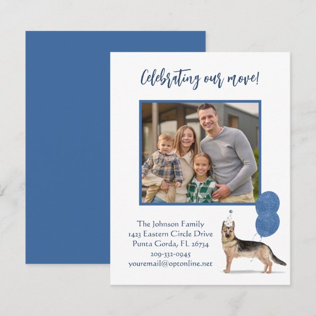 We've Moved German Shephard Family Photo Budget   Announcement (Front/Back)